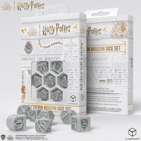 Set de dés Harry Potter : Serpentard blanc