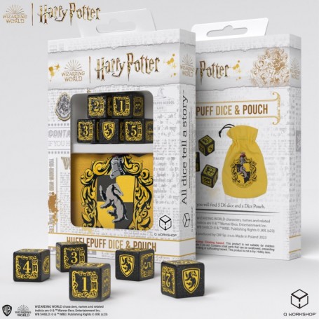 Dés D6 et sac Harry Potter : Poufsouffle